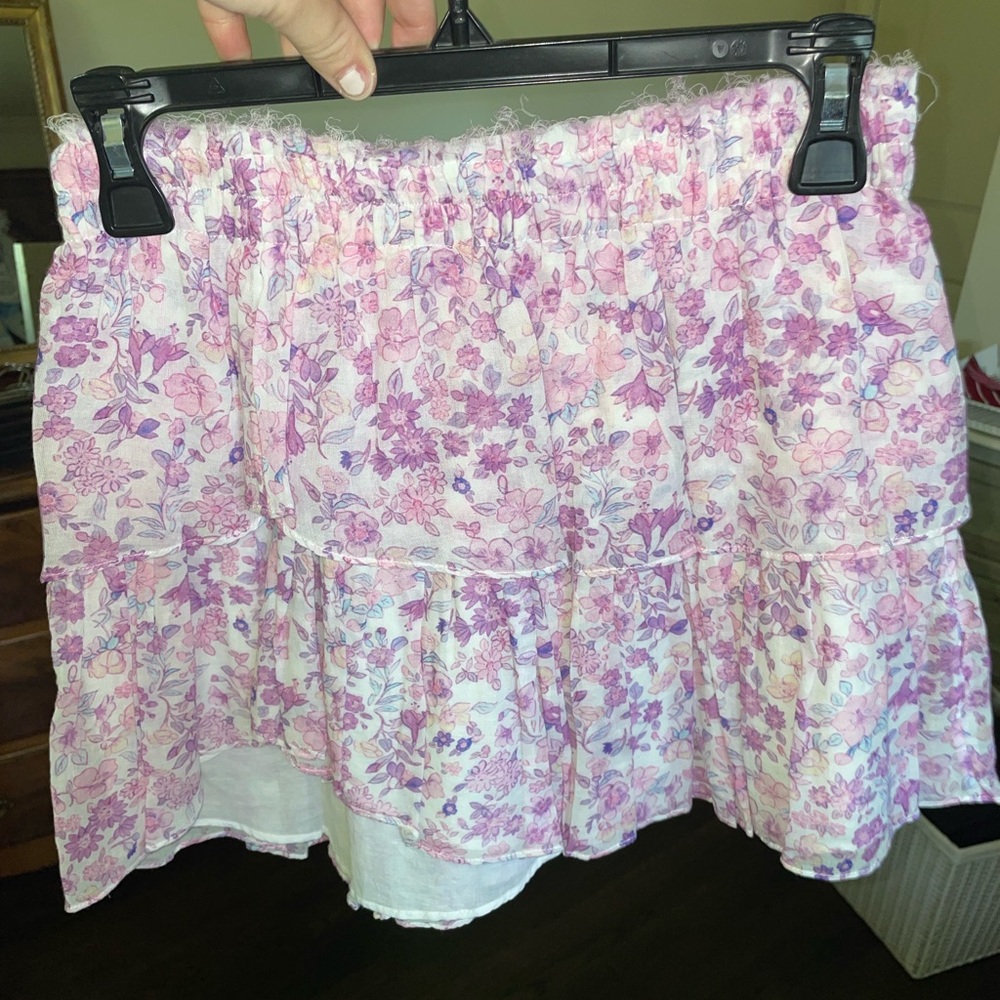 LoveShackFancy Floral Pink Skirt